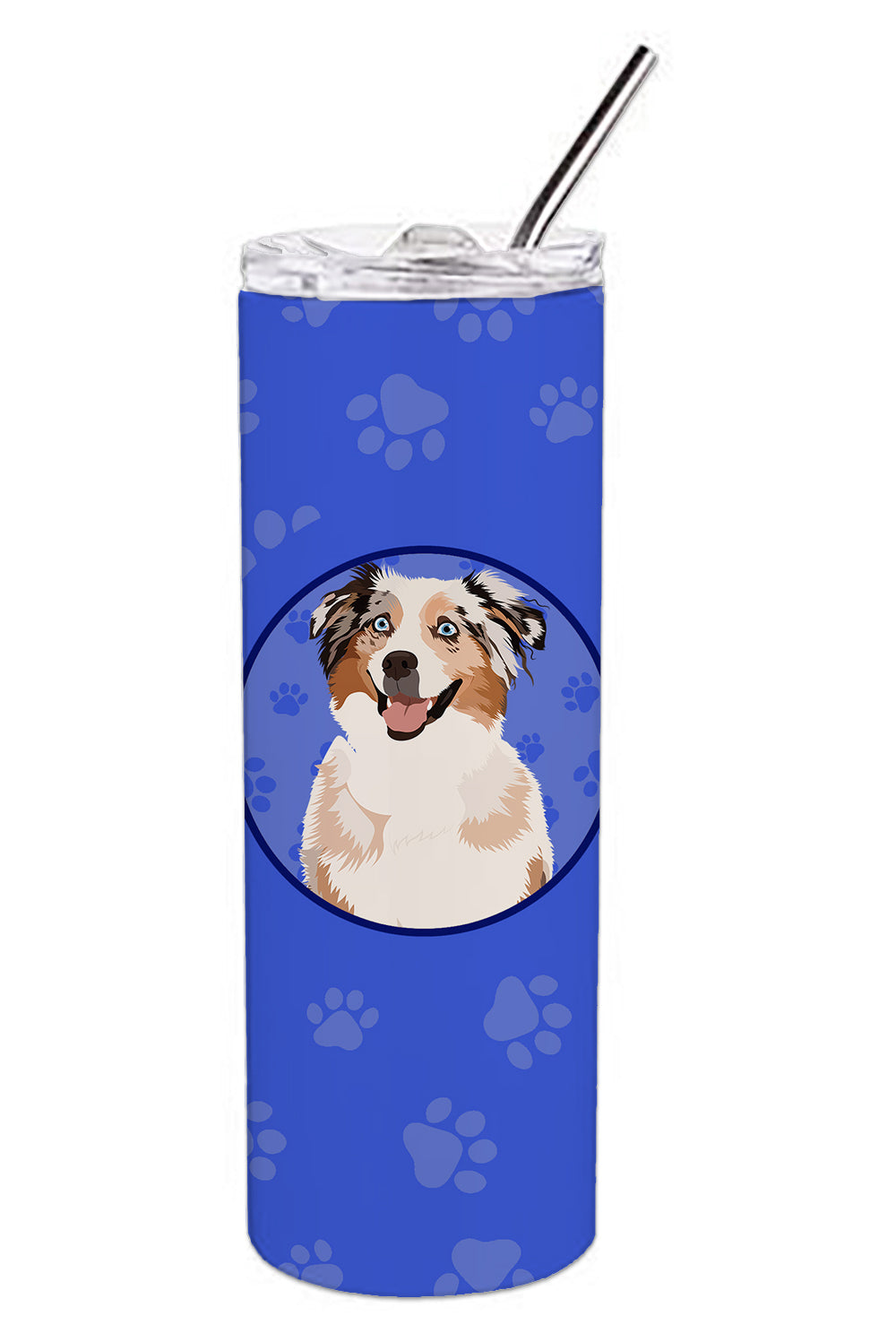 Australian Shepherd Red Merle Tricolor #2  Stainless Steel 20 oz Skinny Tumbler