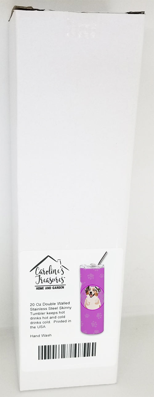 Australian Shepherd Red Merle Tricolor #2 Stainless Steel 20 oz Skinny Tumbler