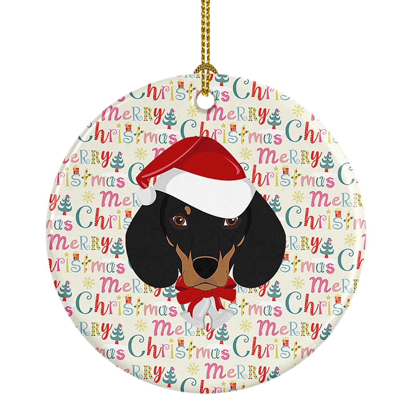 Dachshund Merry Christmas Ceramic Ornament