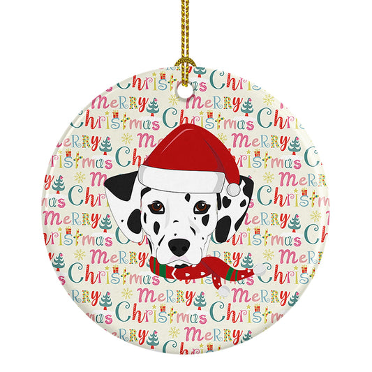 Dalmatian Merry Christmas Ceramic Ornament