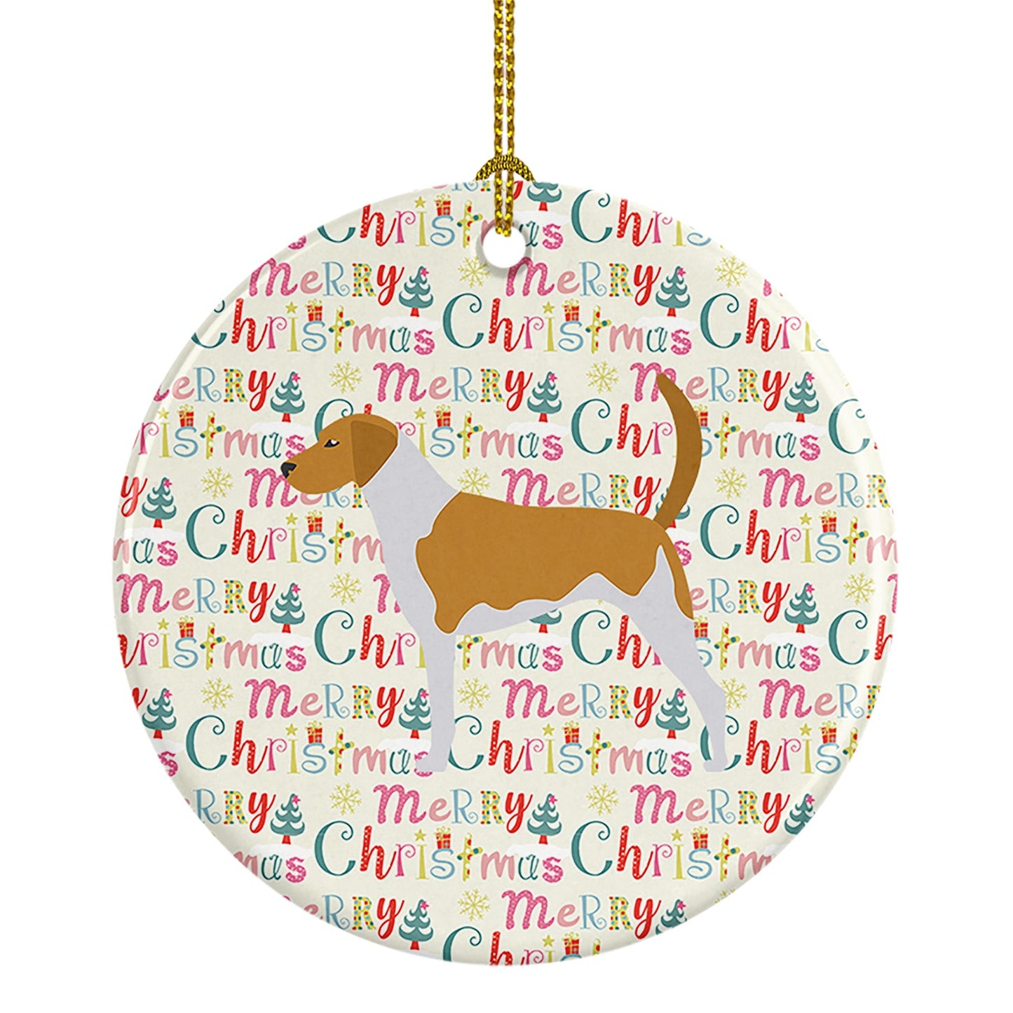 American Foxhound Merry Christmas Ceramic Ornament