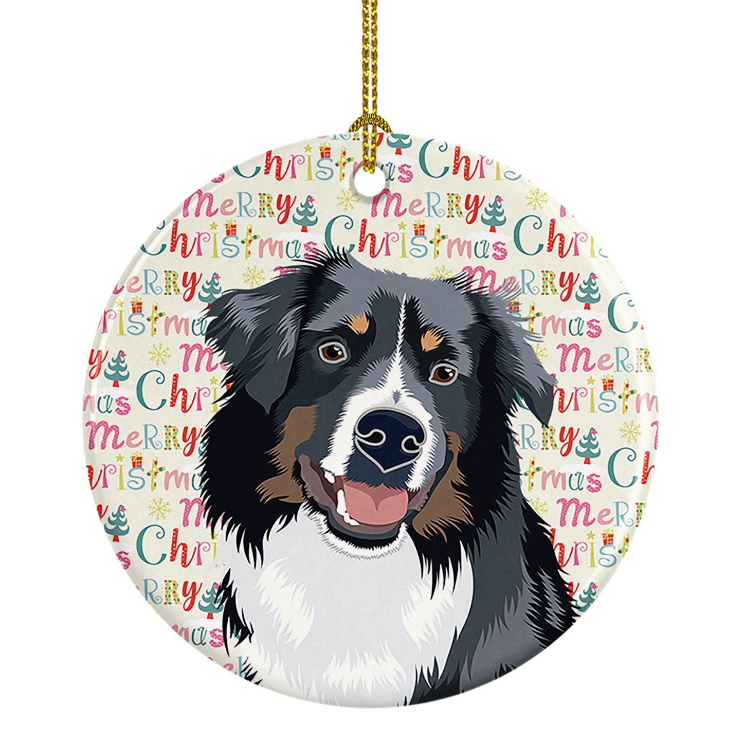 Australian Shepherd Black Tricolor #1 Christmas Ceramic Ornament