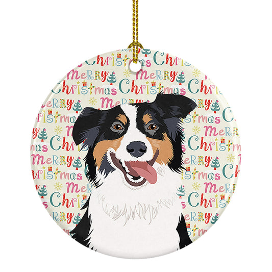 Australian Shepherd Black Tricolor #2 Christmas Ceramic Ornament