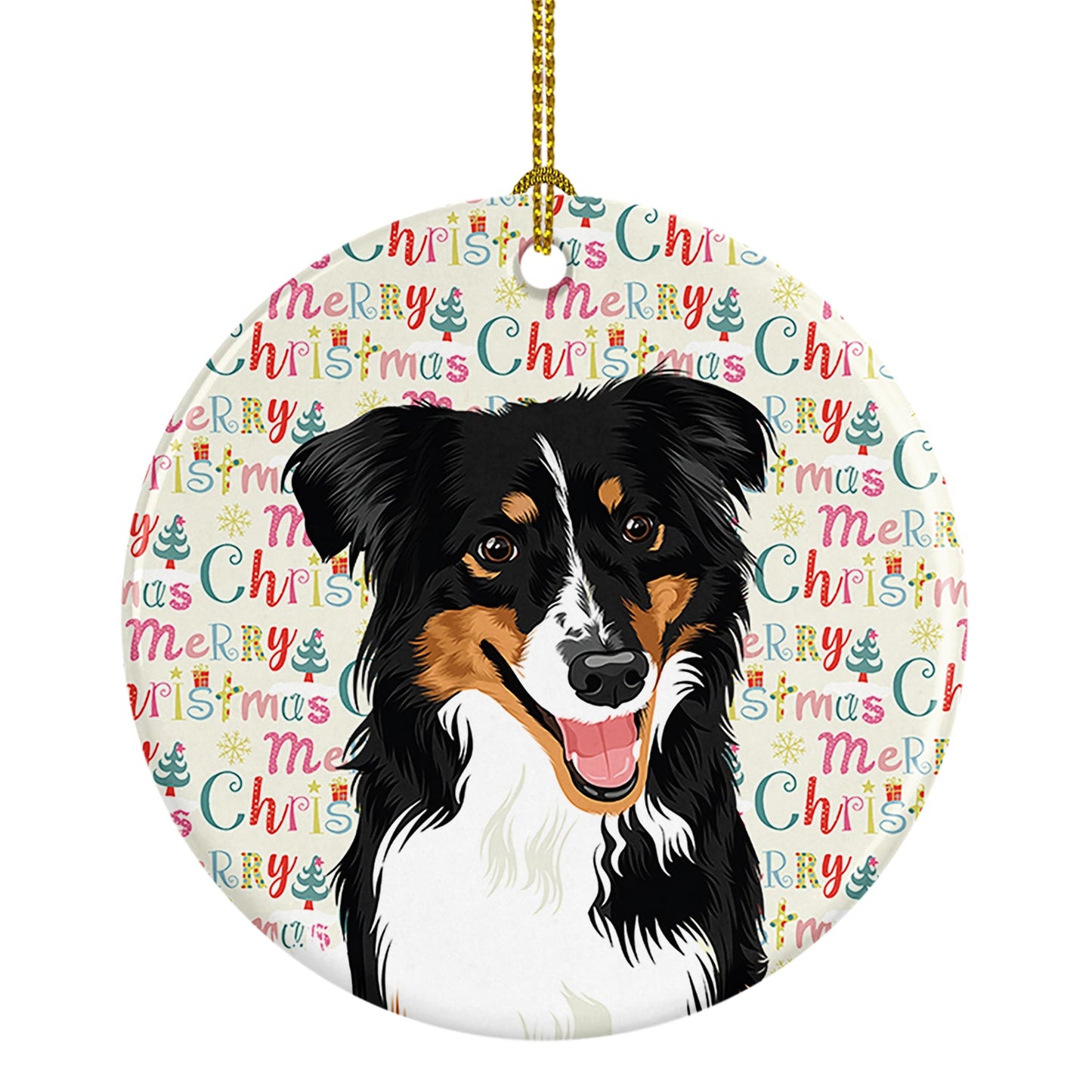 Australian Shepherd Black Tricolor #3 Christmas Ceramic Ornament