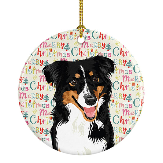 Australian Shepherd Black Tricolor #3 Christmas Ceramic Ornament