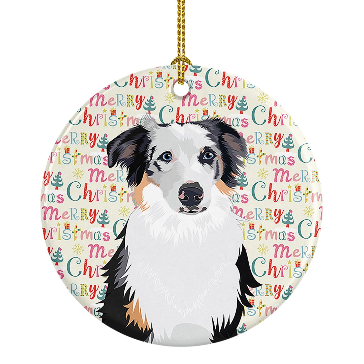 Australian Shepherd Blue Merle #1 Christmas Ceramic Ornament