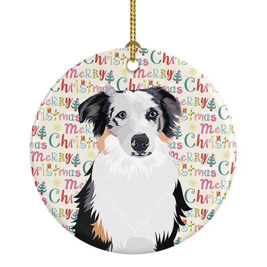 Australian Shepherd Blue Merle #1 Christmas Ceramic Ornament