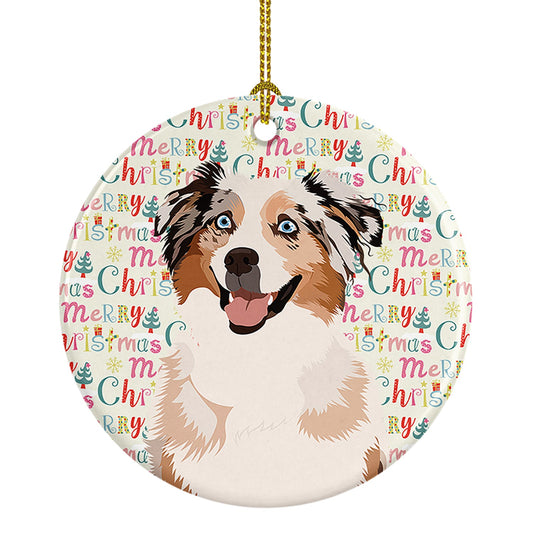 Australian Shepherd Red Merle Tricolor #2 Christmas Ceramic Ornament