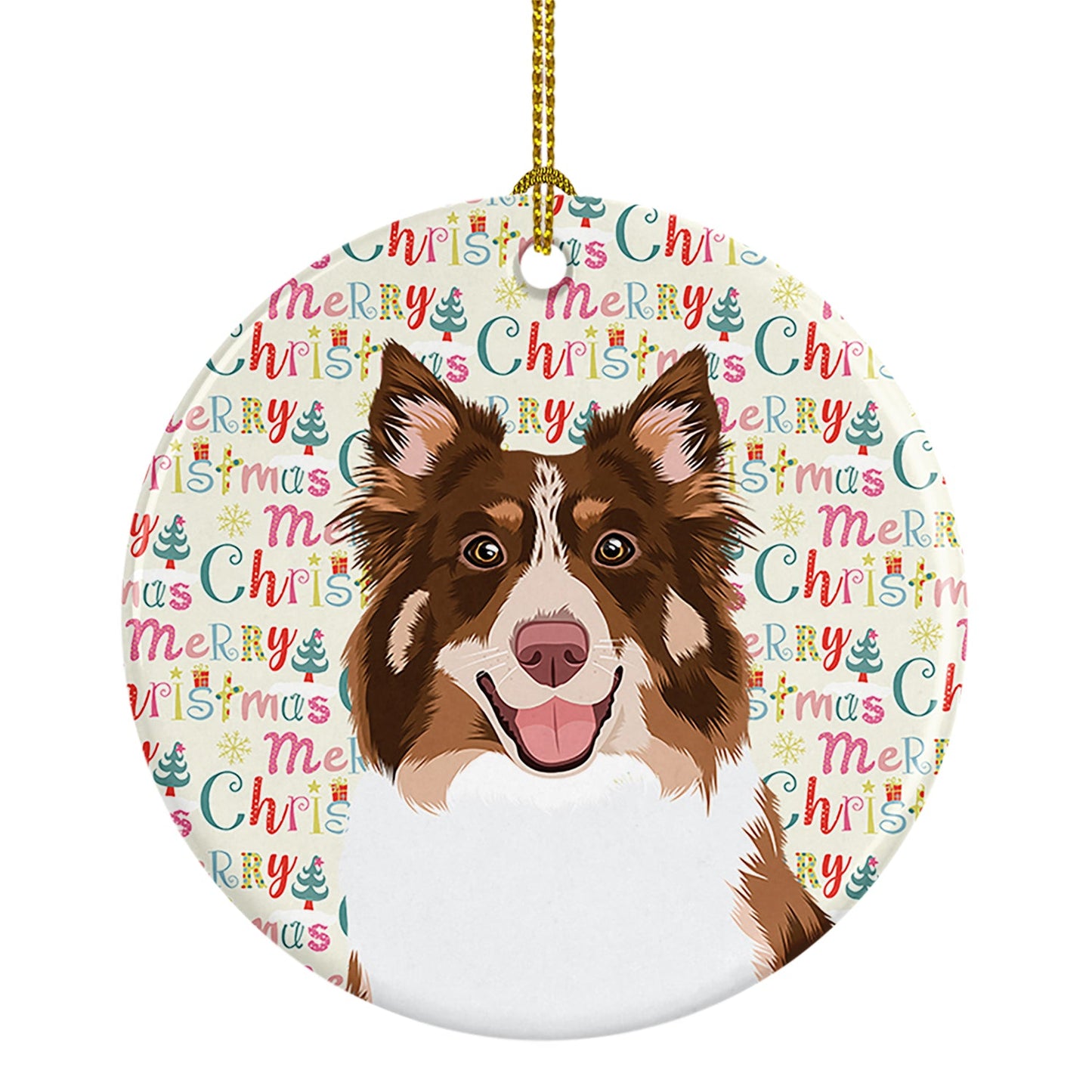 Australian Shepherd Red Tricolor #2 Christmas Ceramic Ornament