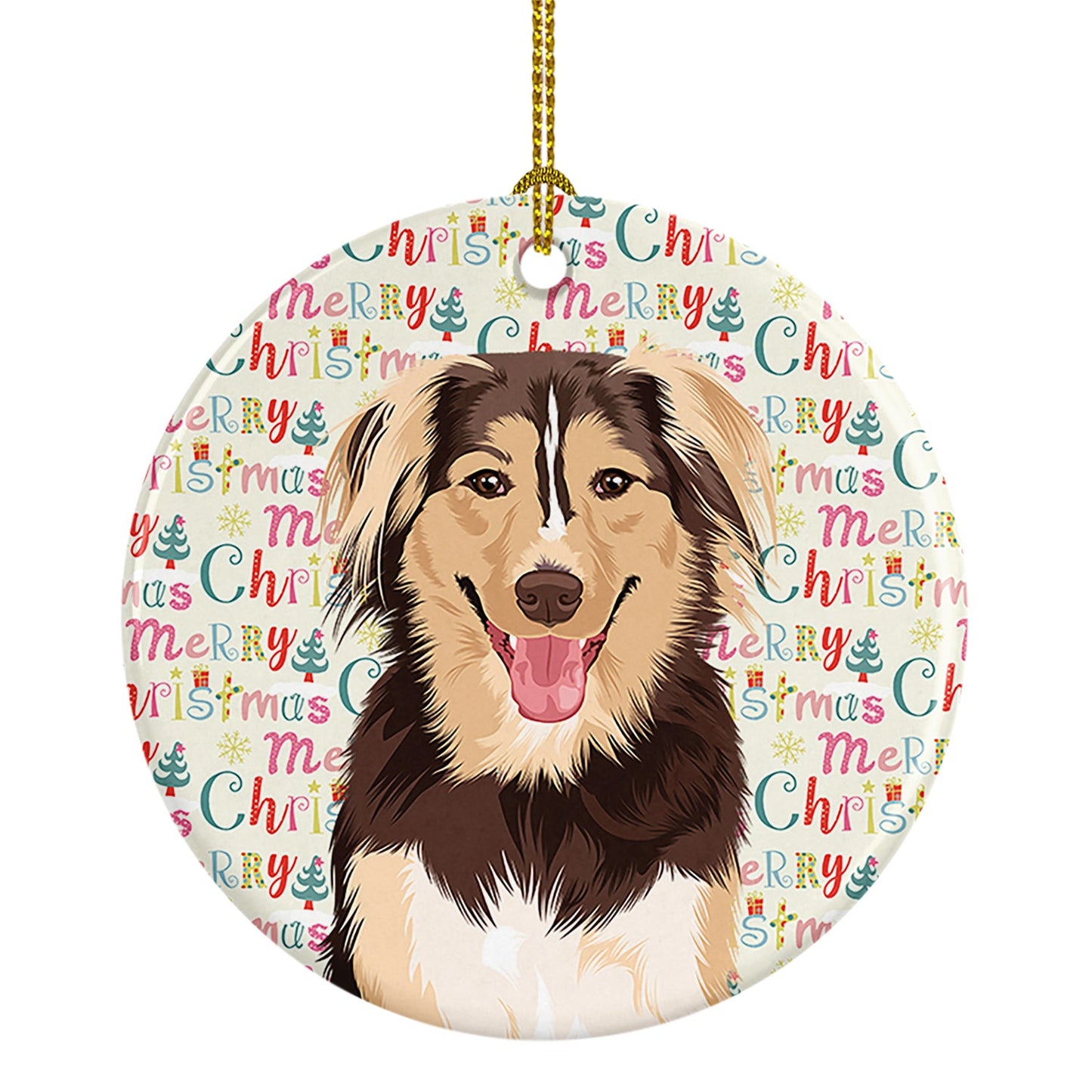 Australian Shepherd Red Tricolor #3 Christmas Ceramic Ornament