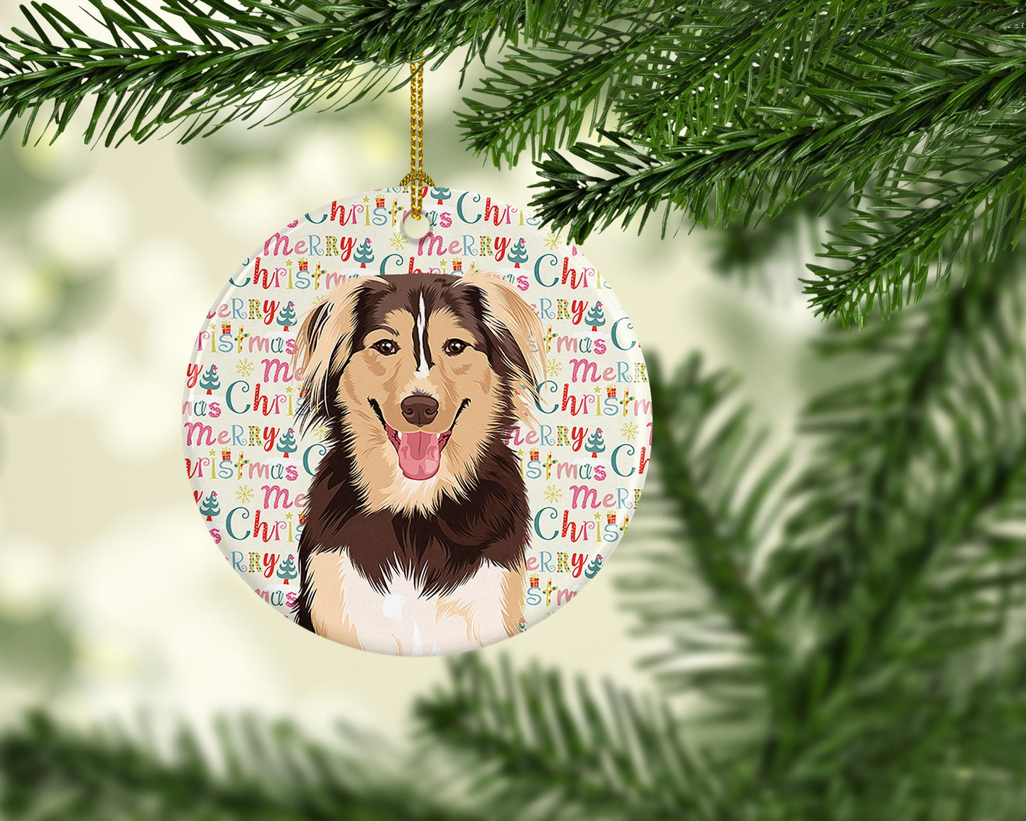 Australian Shepherd Red Tricolor #3 Christmas Ceramic Ornament