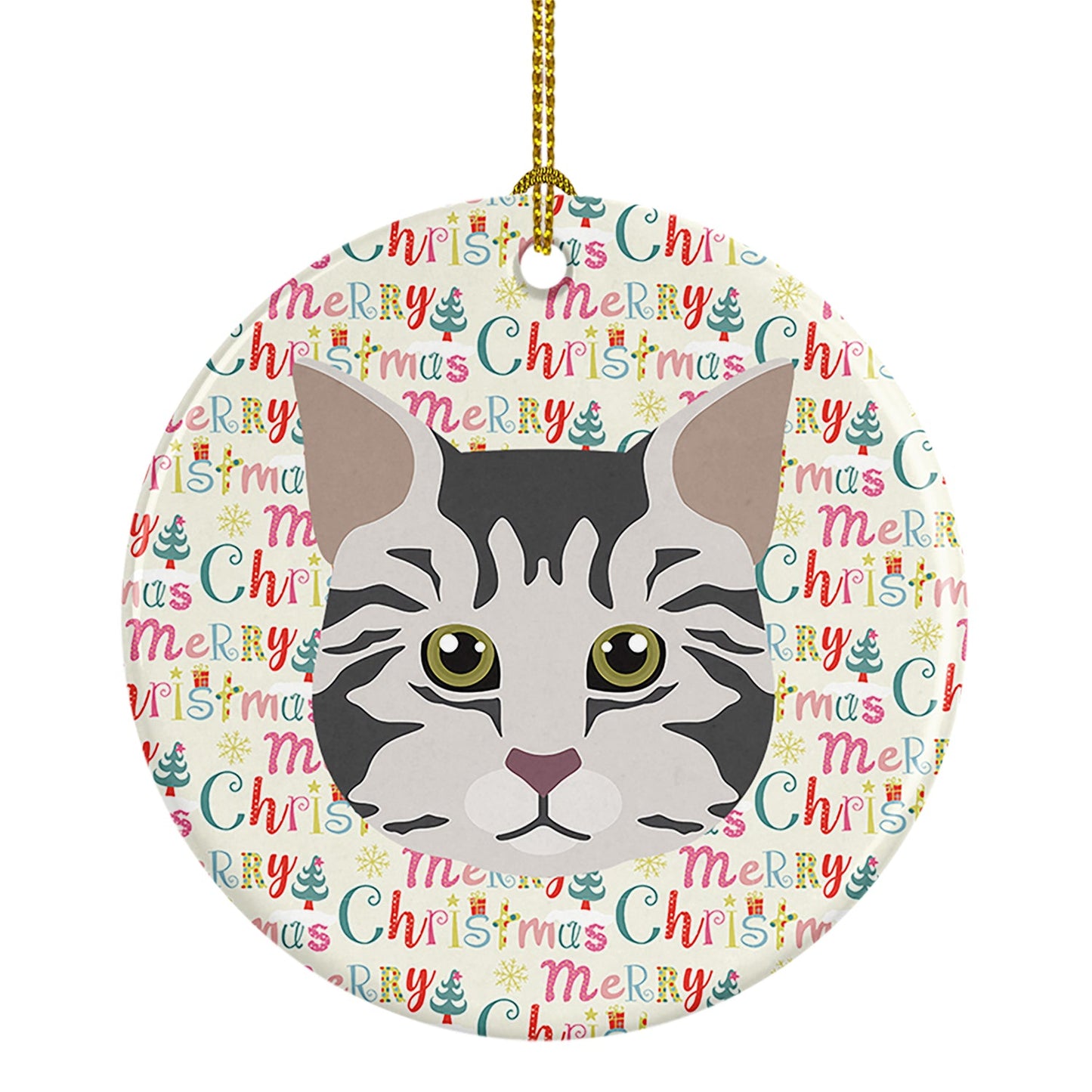 American Bobtail Cat Christmas Ceramic Ornament