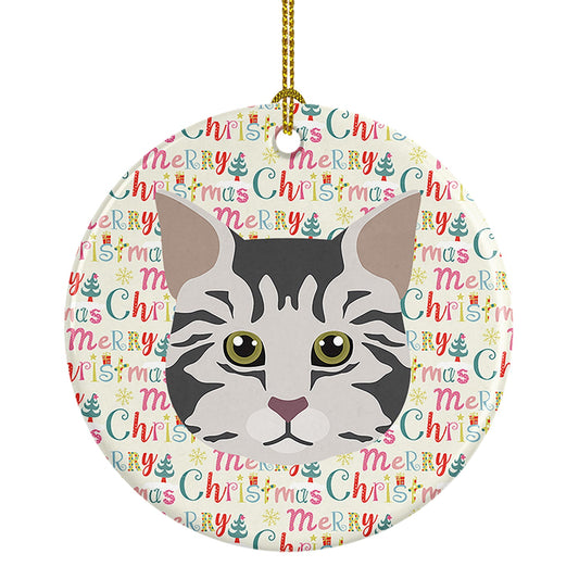 American Bobtail Cat Christmas Ceramic Ornament