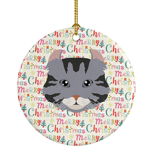 American Curl Cat Christmas Ceramic Ornament