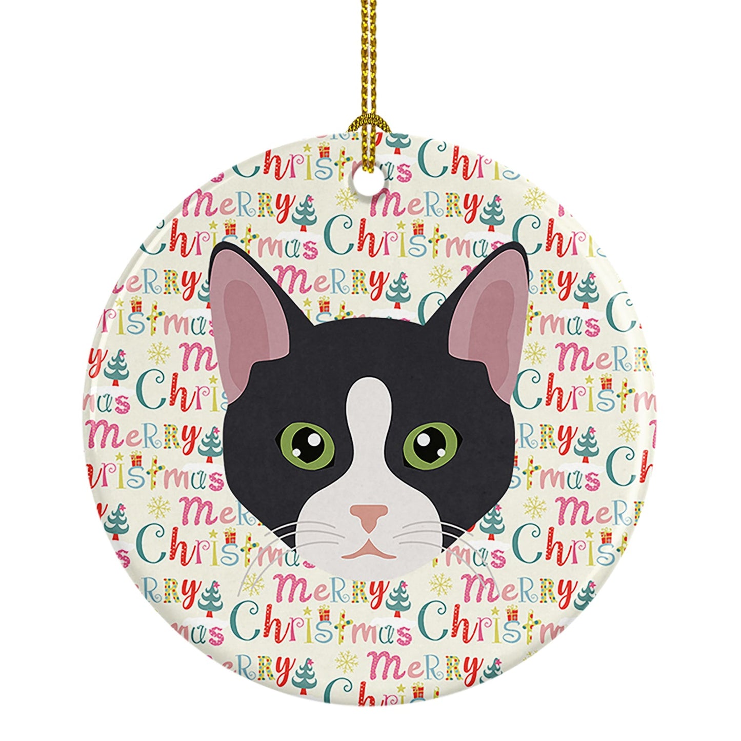 American Polydactyl Cat Christmas Ceramic Ornament