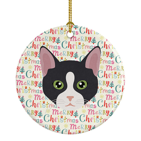 American Polydactyl Cat Christmas Ceramic Ornament