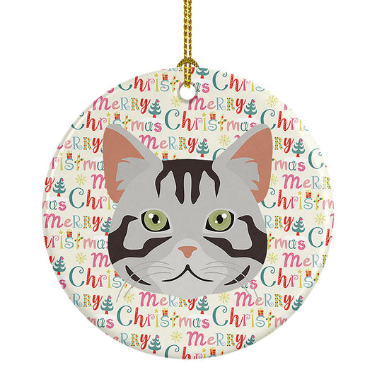 American Shorthair Cat Christmas Ceramic Ornament