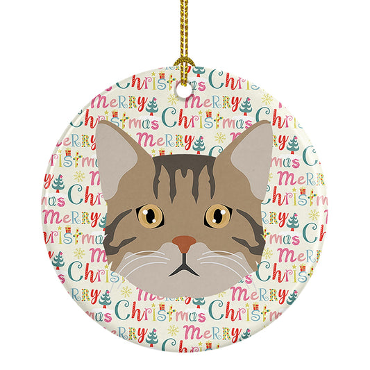 American Wirehair Cat Christmas Ceramic Ornament