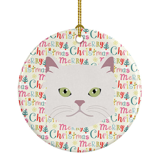 Asian Semi Longhaired Cat Christmas Ceramic Ornament