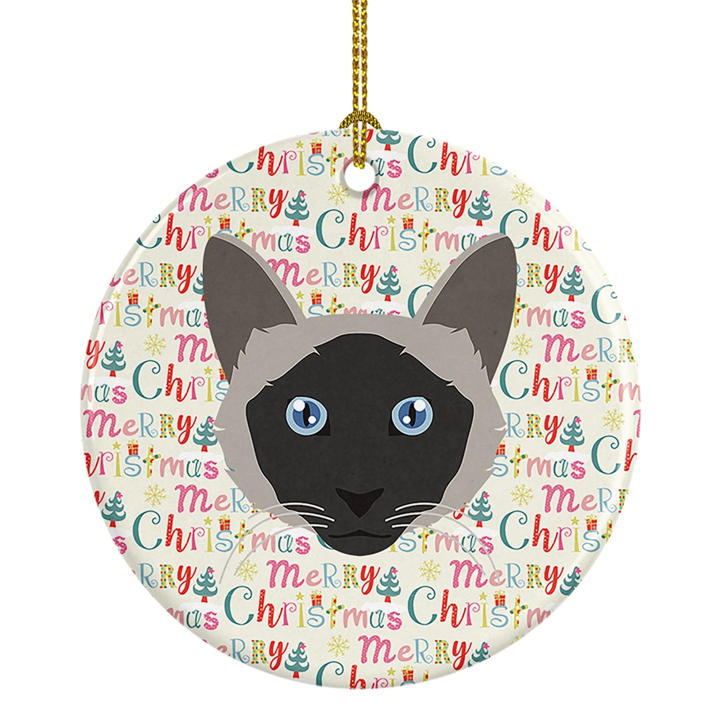 Balinese Cat Christmas Ceramic Ornament