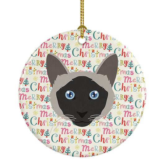 Balinese Cat Christmas Ceramic Ornament