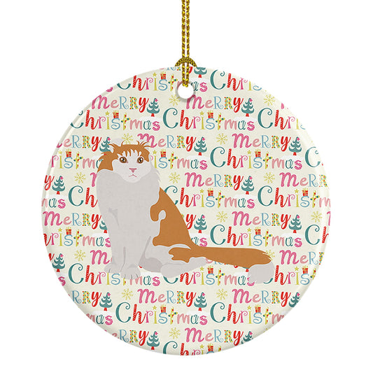 American Curl Cat Christmas Ceramic Ornament