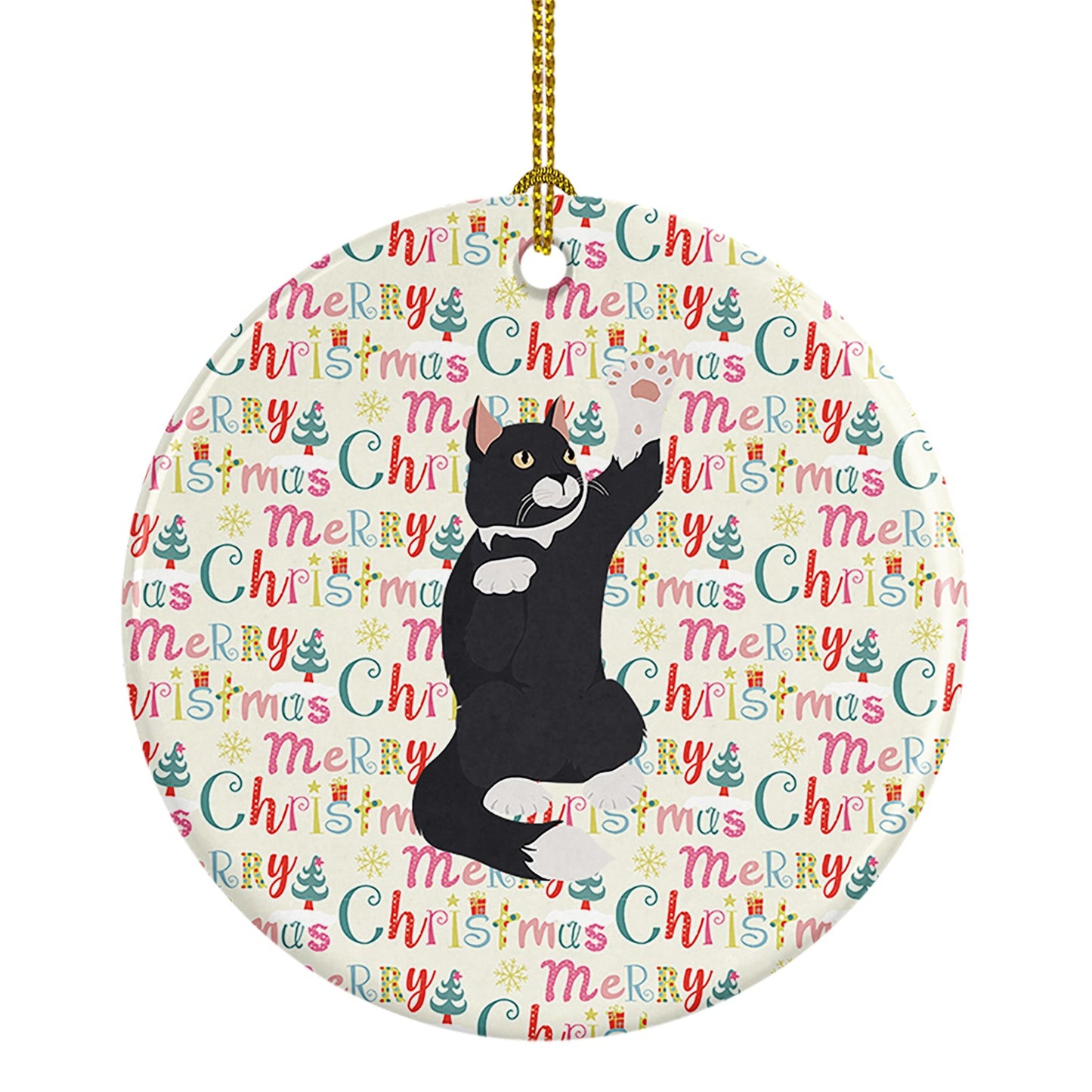American Polydactyl Cat Christmas Ceramic Ornament