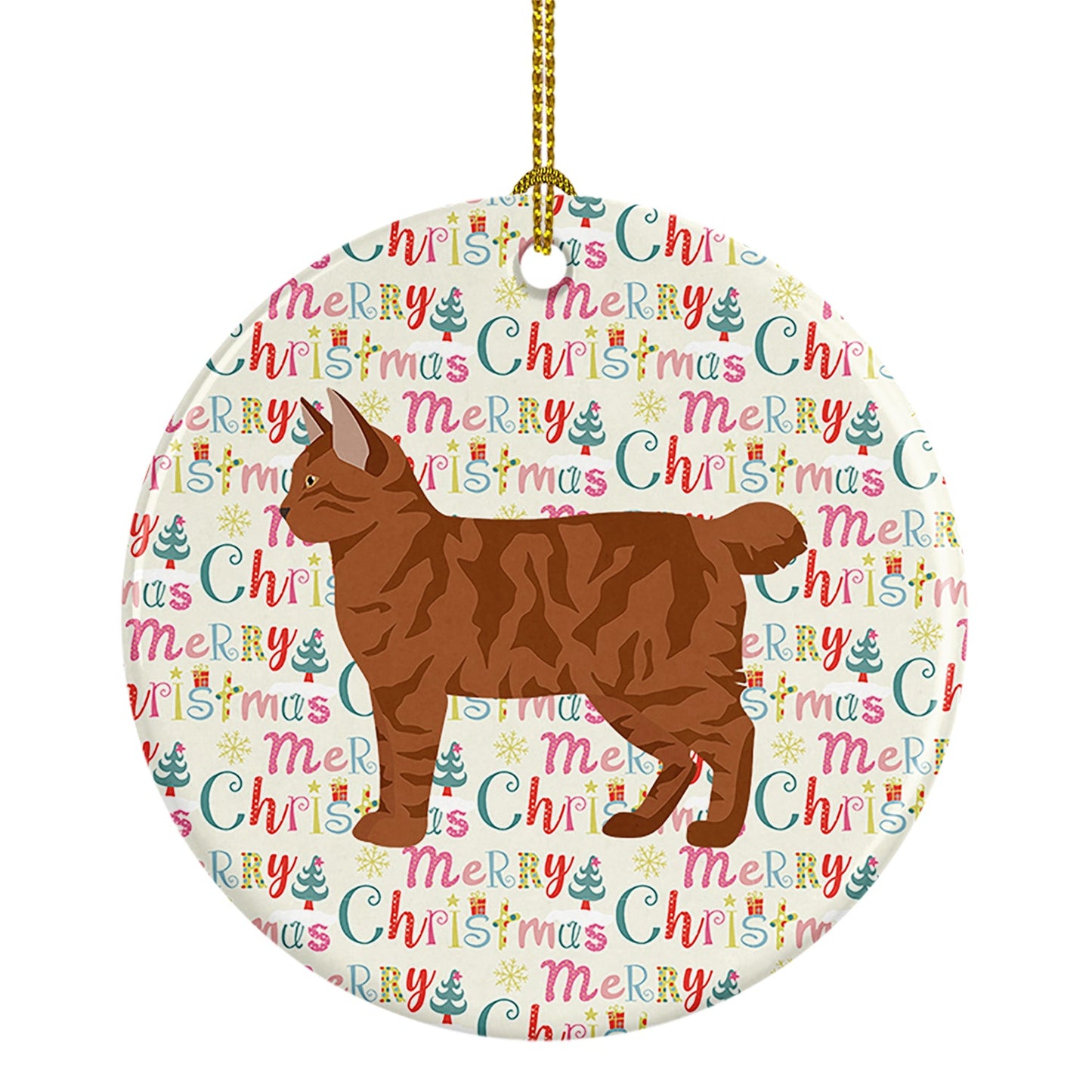 American Bobtail #2 Cat Christmas Ceramic Ornament