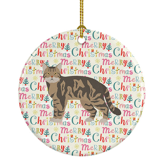 American Wirehair #1 Cat Christmas Ceramic Ornament
