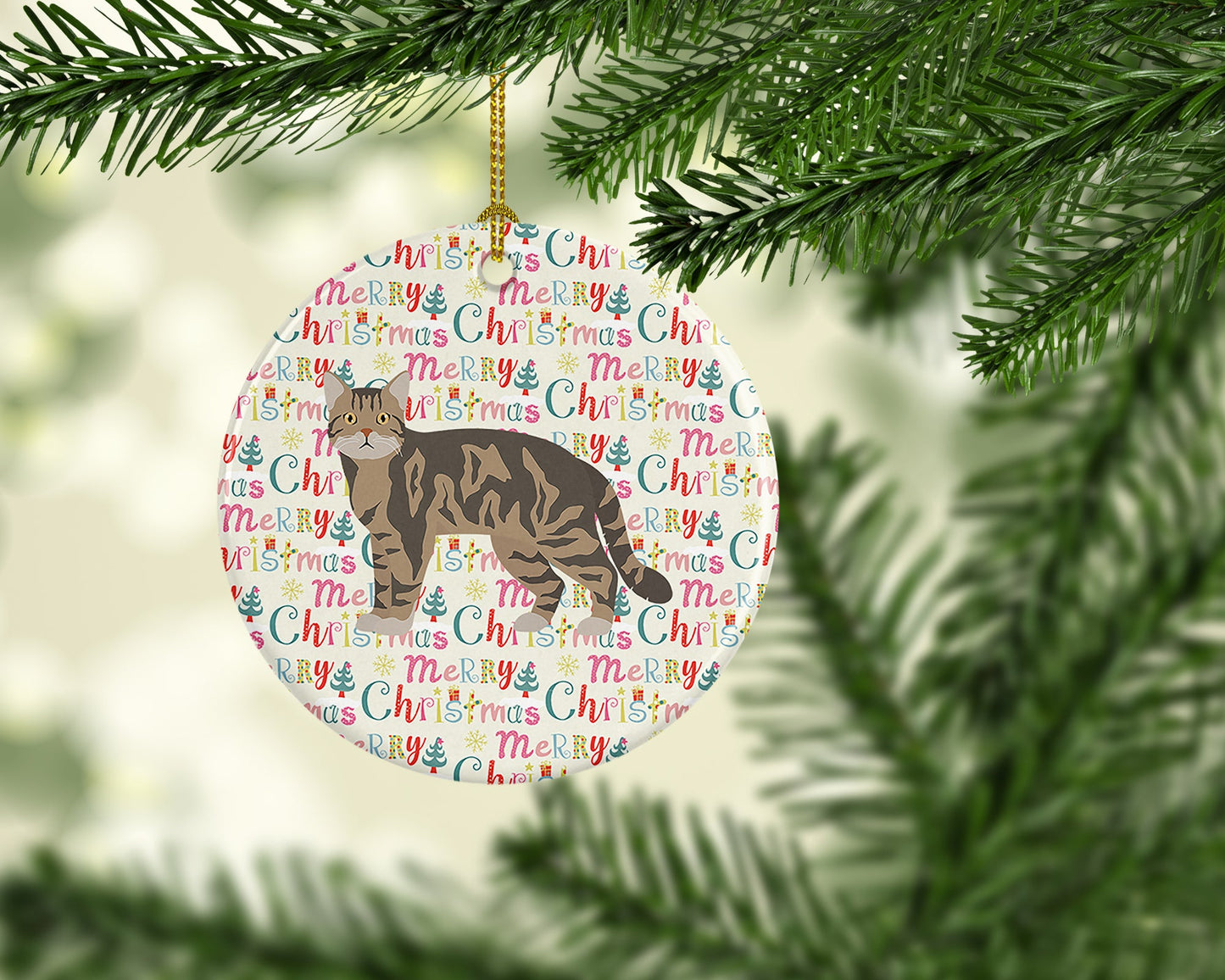 American Wirehair #1 Cat Christmas Ceramic Ornament
