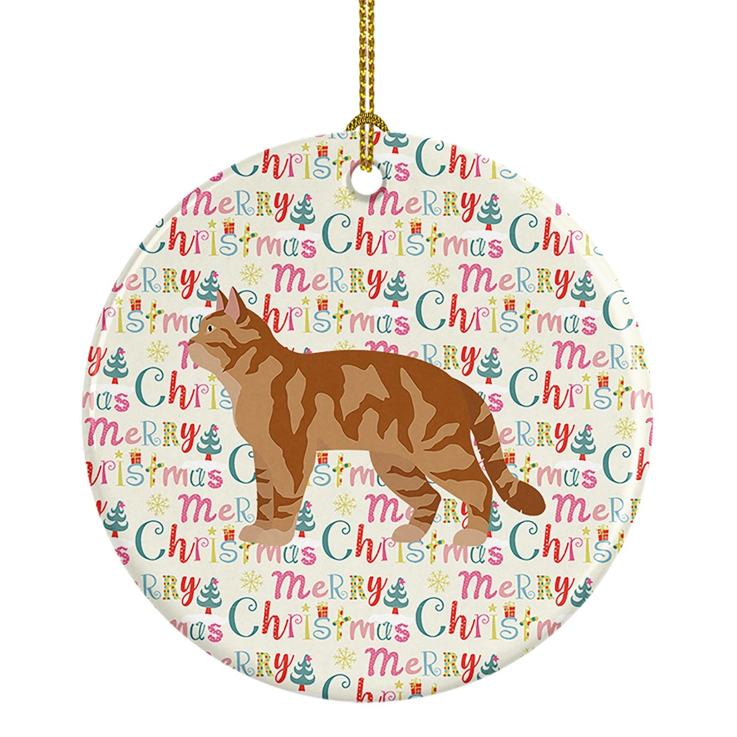 American Wirehair #2 Cat Christmas Ceramic Ornament