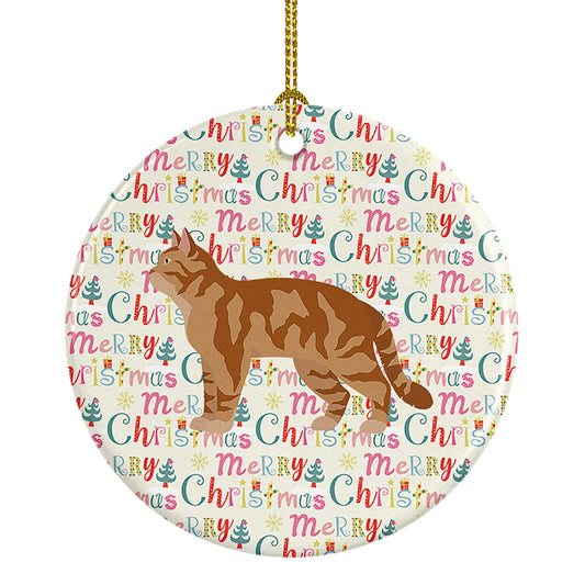 American Wirehair #2 Cat Christmas Ceramic Ornament