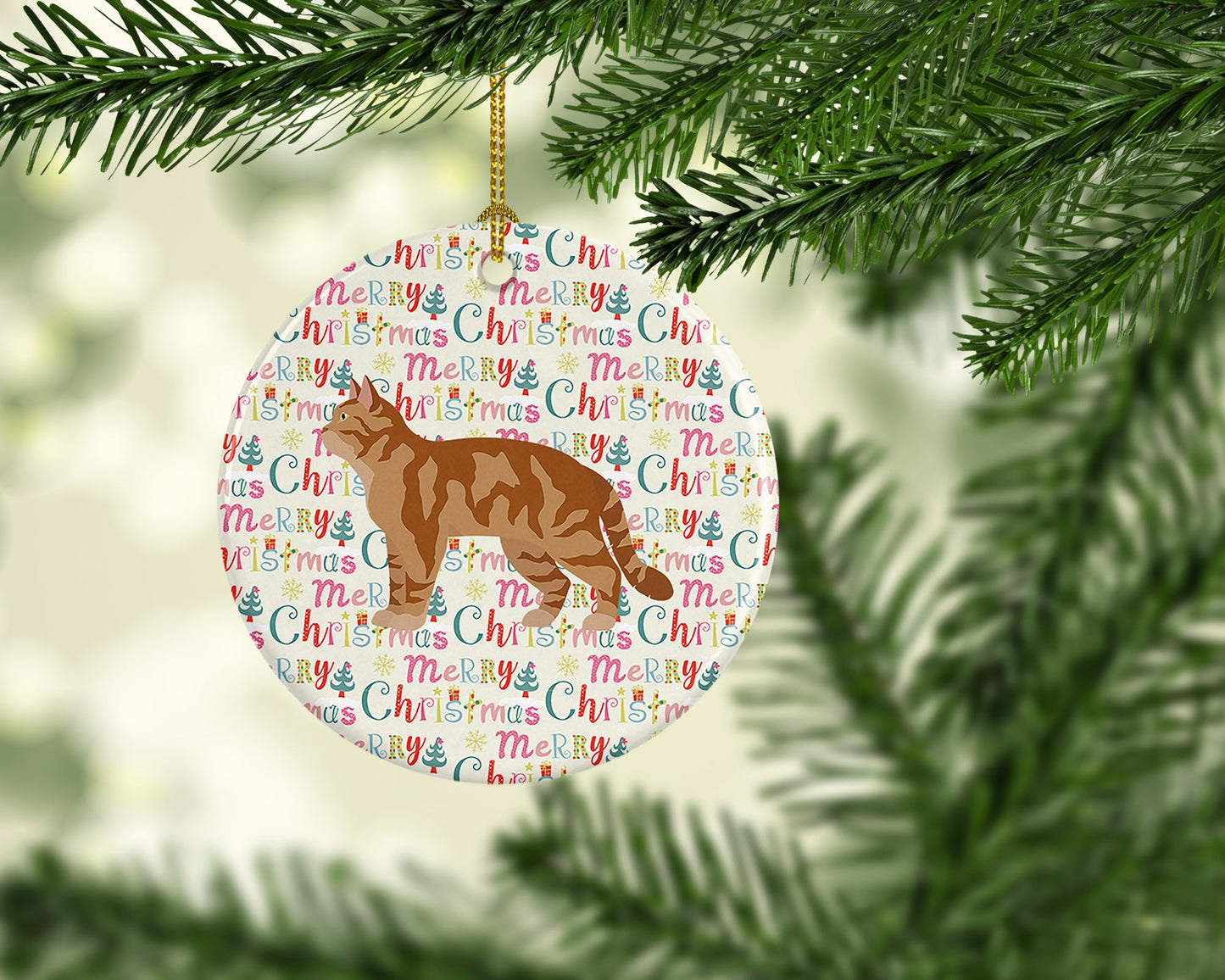 American Wirehair #2 Cat Christmas Ceramic Ornament