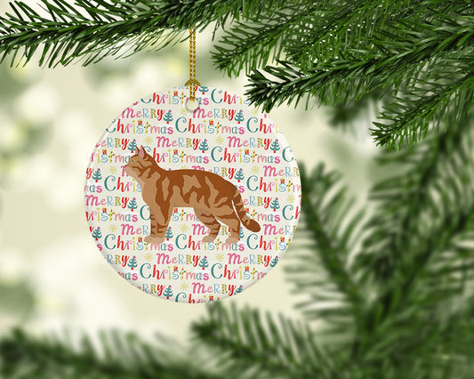 American Wirehair #2 Cat Christmas Ceramic Ornament