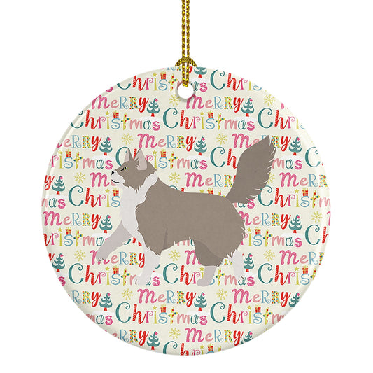 Asian Semi Longhaired Cat Christmas Ceramic Ornament