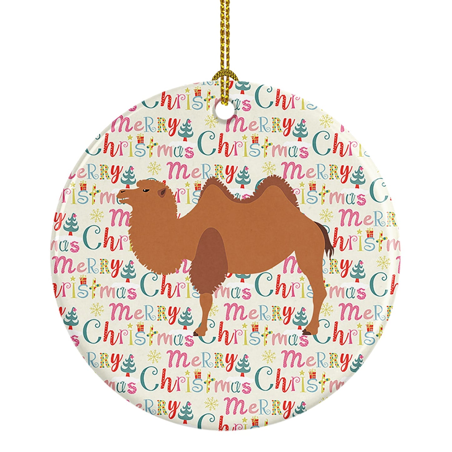 Bactrian Camel Christmas Ceramic Ornament