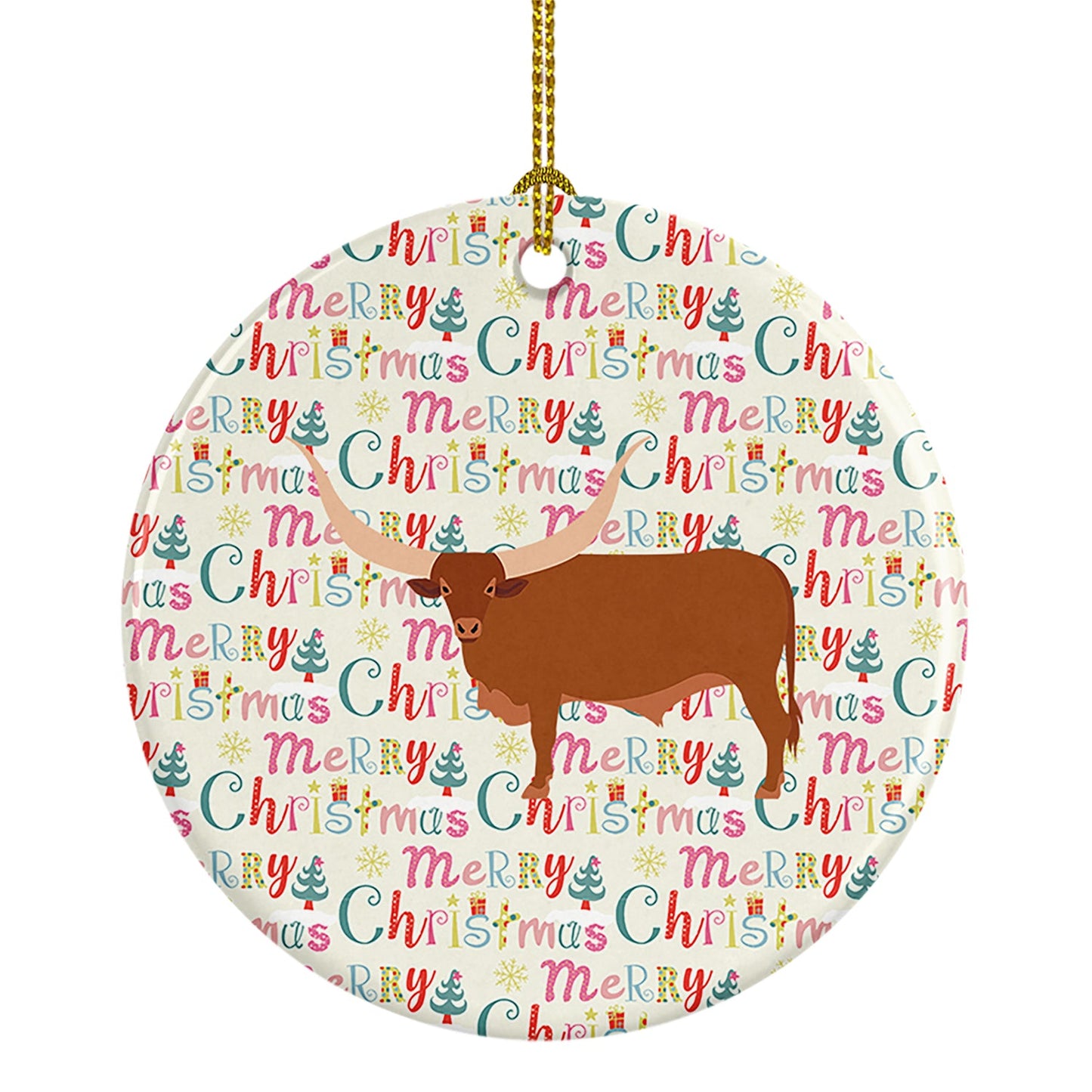 Ankole-Watusu Cow Christmas Ceramic Ornament