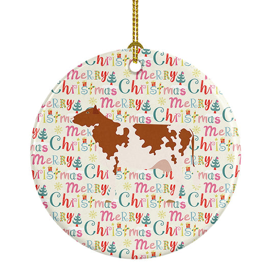 Ayrshire Cow Christmas Ceramic Ornament