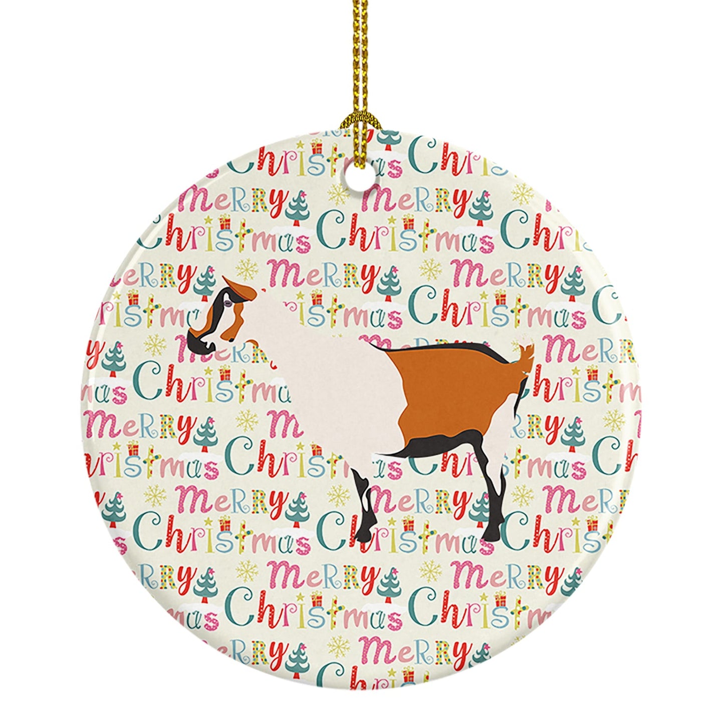 Alpine Goat Christmas Ceramic Ornament