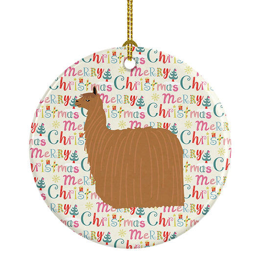Alpaca Suri Christmas Ceramic Ornament