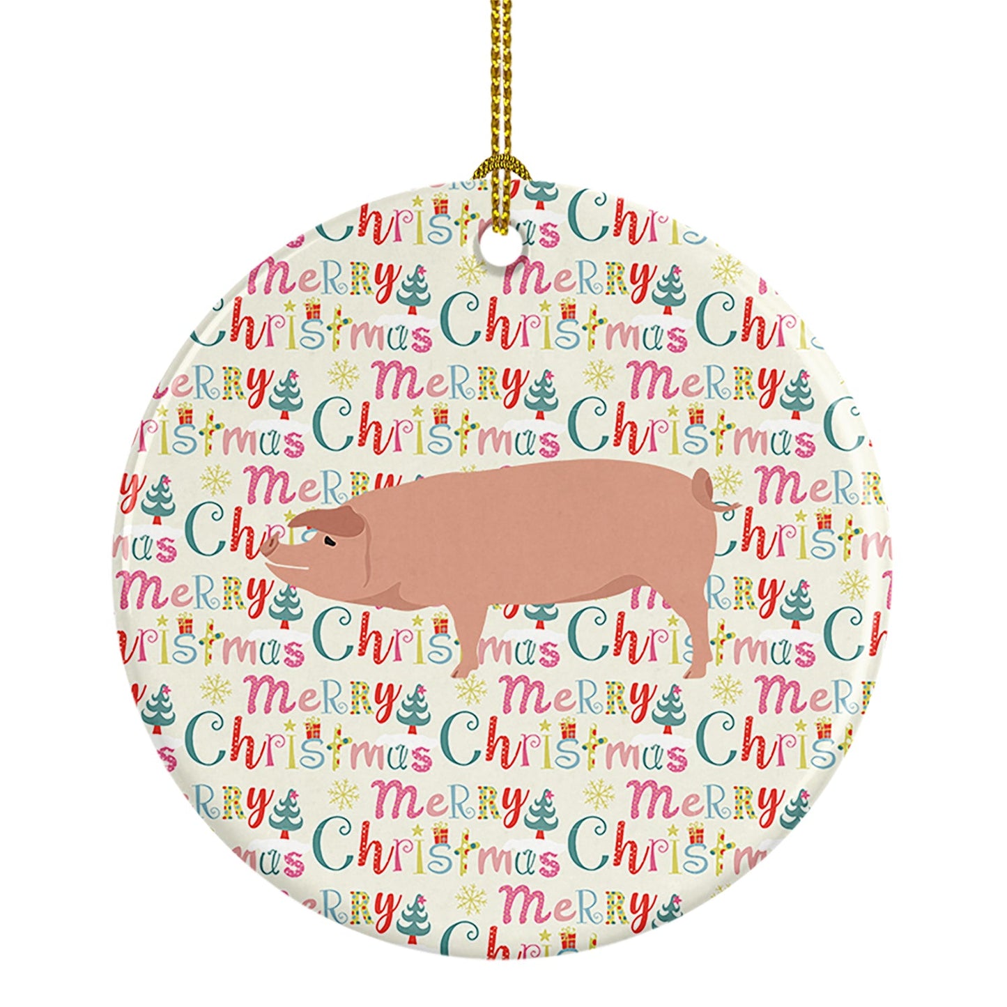 American Landrace Pig Christmas Ceramic Ornament