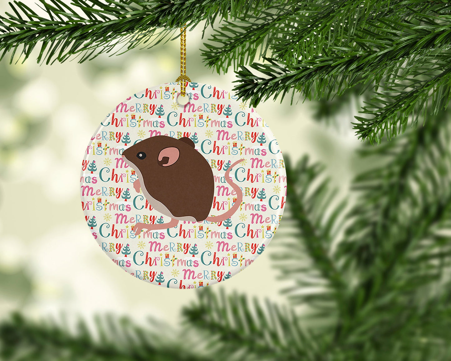 Baby Mouse Christmas Ceramic Ornament