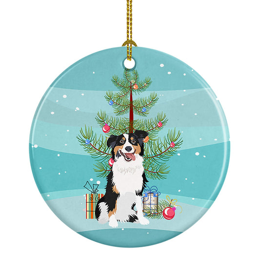 Australian Shepherd Black Tricolor #2 Christmas Ceramic Ornament