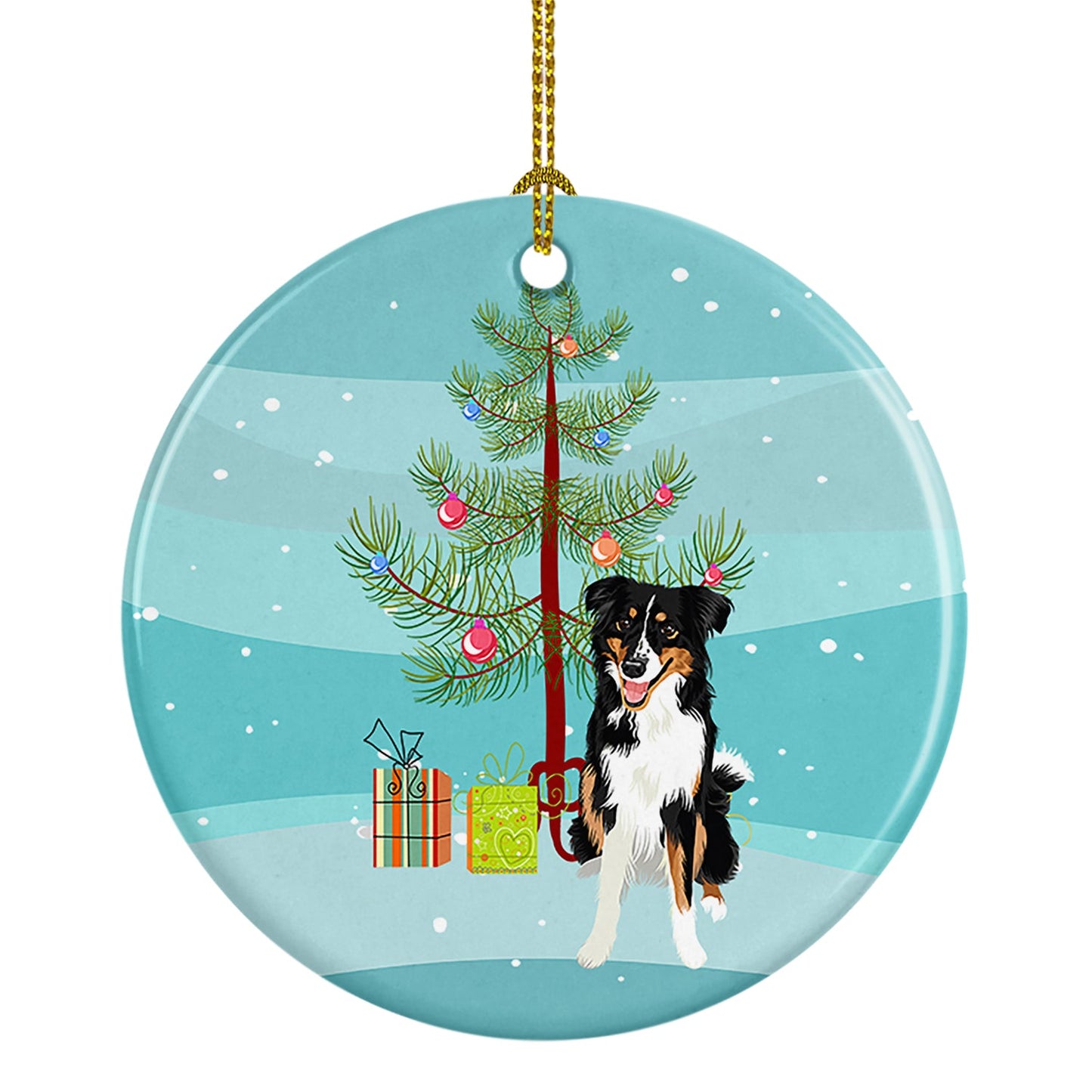 Australian Shepherd Black Tricolor #3 Christmas Ceramic Ornament