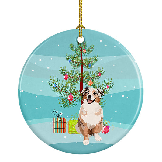 Australian Shepherd Red Merle Tricolor #2 Christmas Ceramic Ornament