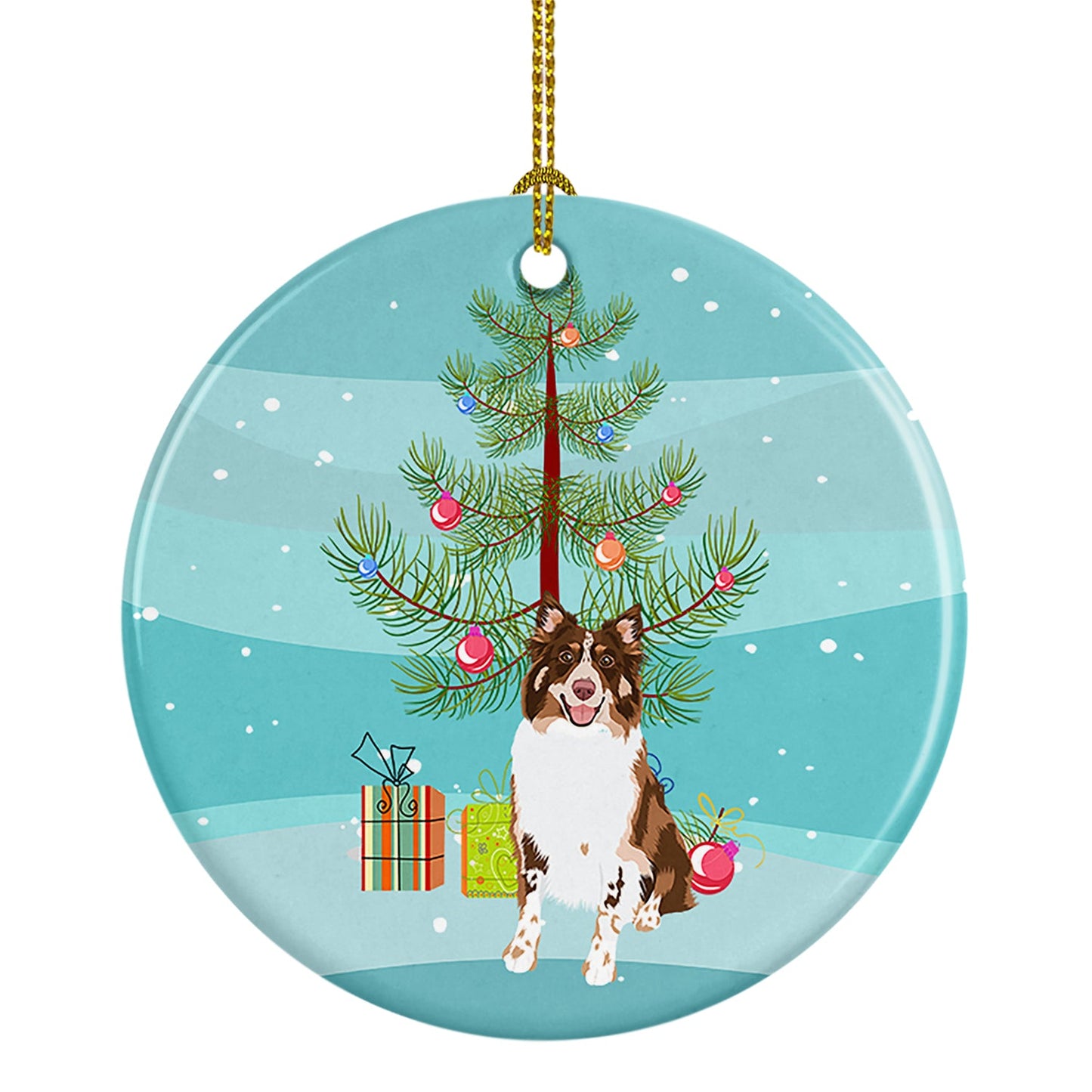 Australian Shepherd Red Tricolor #2 Christmas Ceramic Ornament