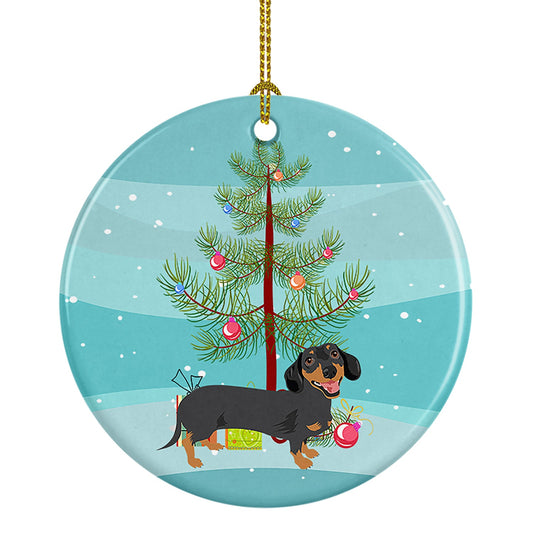 Dachshund Black and Tan #3 Christmas Ceramic Ornament