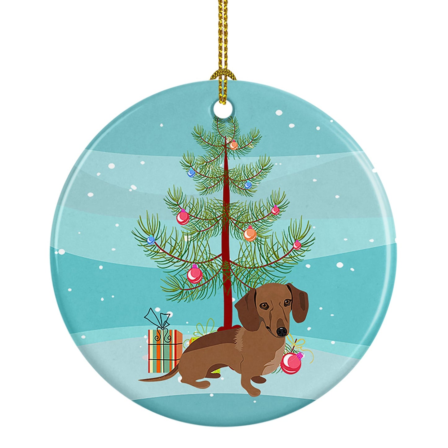 Dachshund Chocolate Christmas Ceramic Ornament