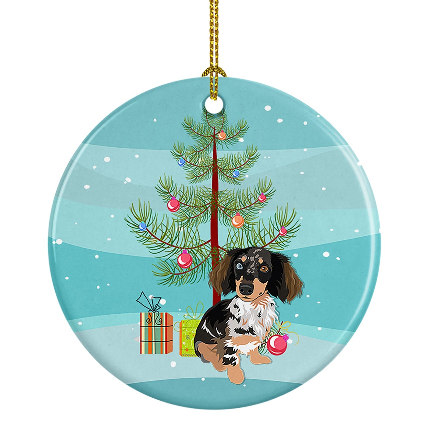 Dachshund Dapple #1 Christmas Ceramic Ornament