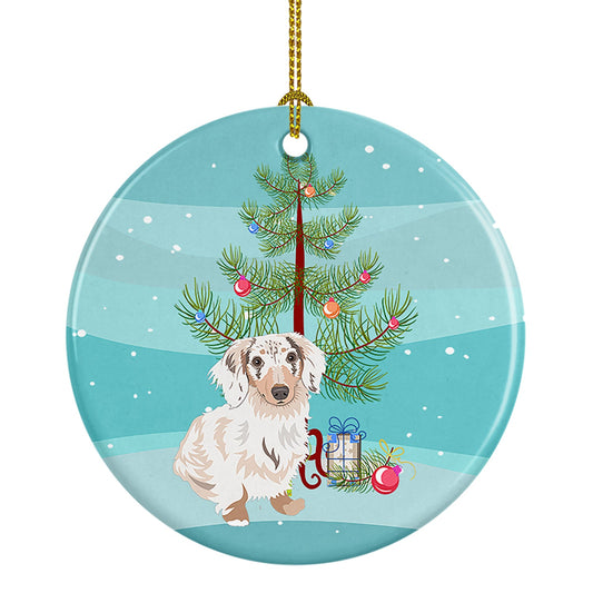 Dachshund Dapple #2 Christmas Ceramic Ornament
